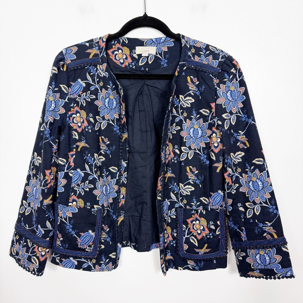 LOFT Evening Garden Floral Jacket Size 8 - Picture 2 of 7